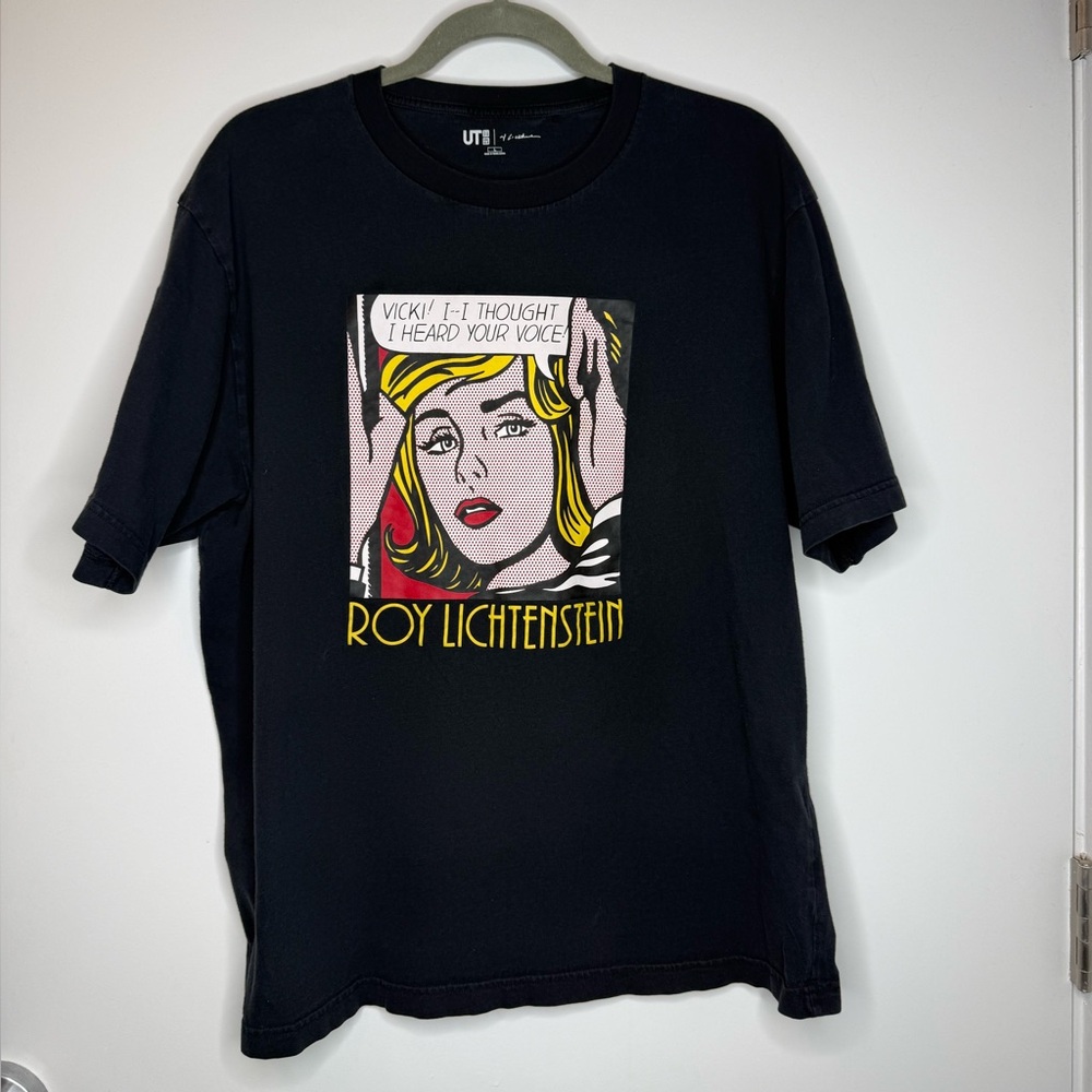 Uniqlo x Roy Lichtenstein T Shirt Large Black Pop Art Graphic Tee